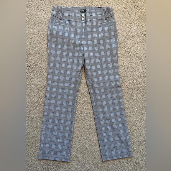 Soho Apparel Ltd Plaid Pattern Pants, Faux Pockets Front And Back, Size 14 - Picture 1 of 8